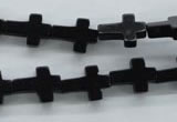 COB415 15.5 inches 10*14mm cross black obsidian beads wholesale