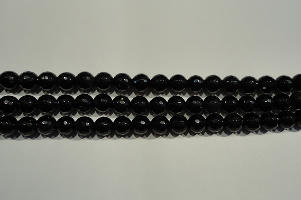 COB452 15.5 inches 8mm faceted round black obsidian beads