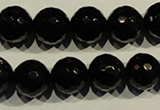 COB454 15.5 inches 12mm faceted round black obsidian beads