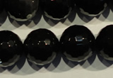 COB457 15.5 inches 18mm faceted round black obsidian beads