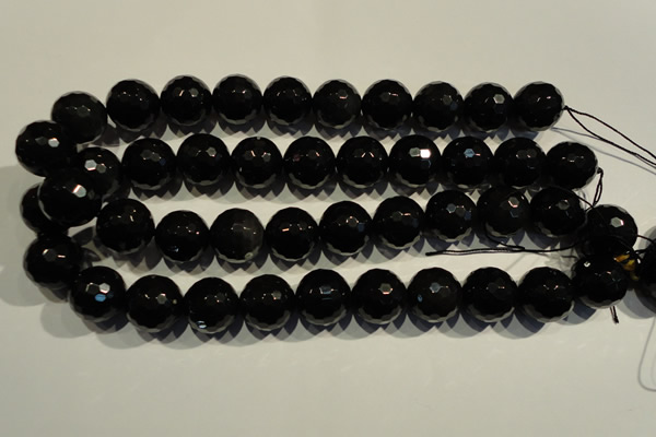 COB457 15.5 inches 18mm faceted round black obsidian beads