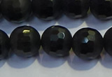 COB473 15.5 inches 6mm faceted round matte black obsidian beads