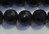 COB475 15.5 inches 10mm faceted round matte black obsidian beads