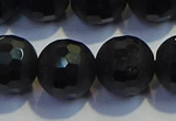 COB477 15.5 inches 14mm faceted round matte black obsidian beads