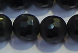 COB478 15.5 inches 16mm faceted round matte black obsidian beads