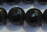 COB479 15.5 inches 18mm faceted round matte black obsidian beads