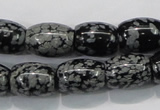 COB54 15.5 inches 12*16mm drum Chinese snowflake obsidian beads