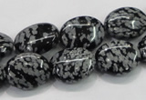 COB55 15.5 inches 12*16mm oval Chinese snowflake obsidian beads