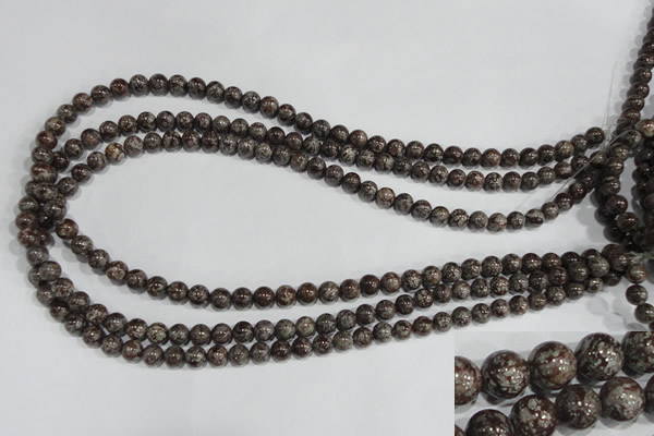 COB551 15.5 inches 6mm round red snowflake obsidian beads wholesale