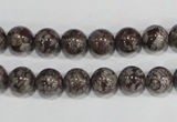 COB552 15.5 inches 8mm round red snowflake obsidian beads wholesale