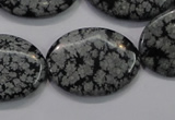 COB56 15.5 inches 22*30mm oval Chinese snowflake obsidian beads