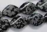 COB57 15.5 inches 15*20mm twisted oval Chinese snowflake obsidian beads