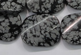 COB59 22*26mm twisted rectangle Chinese snowflake obsidian beads