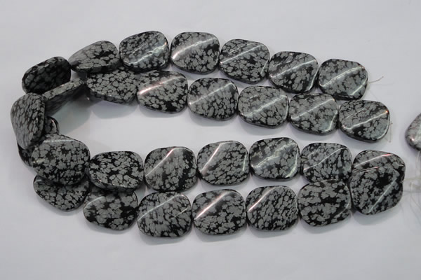 COB59 22*26mm twisted rectangle Chinese snowflake obsidian beads