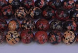 COB661 15.5 inches 6mm round red snowflake obsidian beads