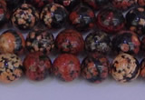 COB662 15.5 inches 8mm round red snowflake obsidian beads