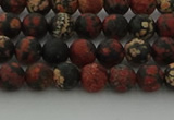 COB671 15.5 inches 6mm round matte red snowflake obsidian beads