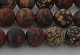 COB673 15.5 inches 10mm round matte red snowflake obsidian beads