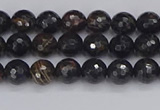 COB684 15.5 inches 4mm faceted round golden black obsidian beads