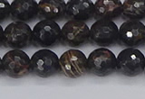 COB685 15.5 inches 6mm faceted round golden black obsidian beads