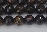 COB686 15.5 inches 8mm faceted round golden black obsidian beads