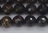 COB687 15.5 inches 10mm faceted round golden black obsidian beads