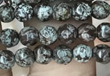 COB690 15.5 inches 4mm faceted round Chinese snowflake obsidian beads