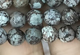 COB691 15.5 inches 6mm faceted round Chinese snowflake obsidian beads