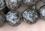 COB694 15.5 inches 12mm faceted round Chinese snowflake obsidian beads