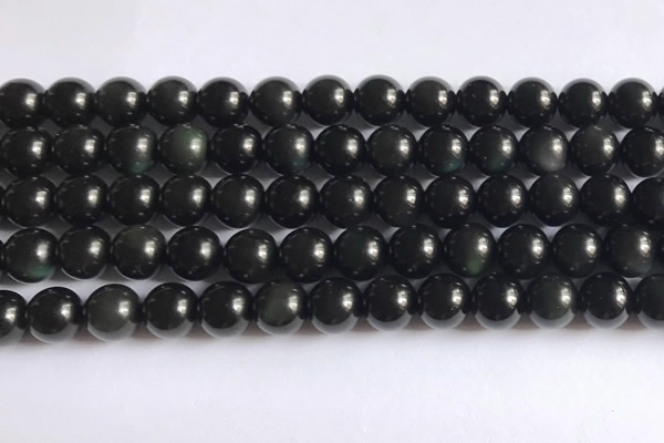 COB722 15.5 inches 8mm round black obsidian gemstone beads