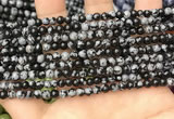 COB758 15.5 inches 4mm round snowflake obsidian beads wholesale