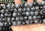 COB762 15.5 inches 12mm round snowflake obsidian beads wholesale