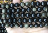 COB769 15.5 inches 12mm round golden obsidian beads wholesale