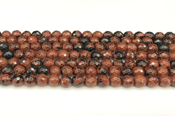 COB775 15 inches 6mm faceted round mahogany obsidian beads