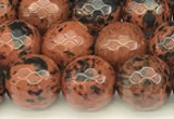 COB776 15 inches 8mm faceted round mahogany obsidian beads