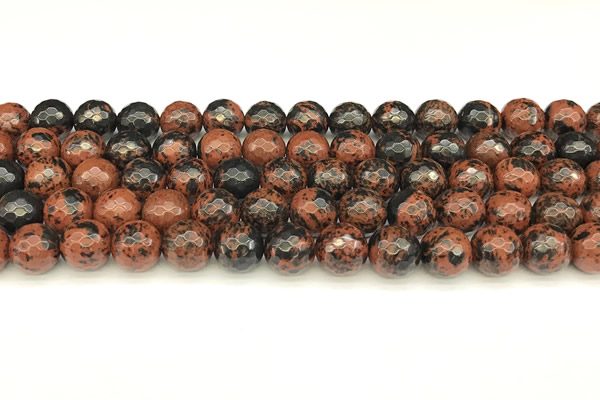 COB776 15 inches 8mm faceted round mahogany obsidian beads