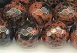 COB777 15 inches 10mm faceted round mahogany obsidian beads