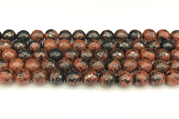 COB777 15 inches 10mm faceted round mahogany obsidian beads