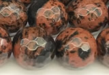 COB778 15 inches 12mm faceted round mahogany obsidian beads