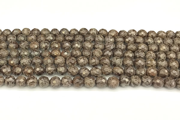 COB780 15 inches 6mm faceted round Chinese snowflake obsidian beads