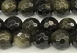 COB785 15 inches 6mm faceted round golden obsidian beads