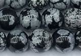 COB790 15 inches 8mm round snowflake obsidian beads, 2mm hole