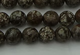 COB812 15.5 inches 8mm faceted round red snowflake obsidian beads