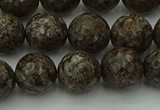 COB814 15.5 inches 12mm faceted round red snowflake obsidian beads