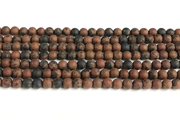 COB821 15 inches 6mm round matte mahogany obsidian beads