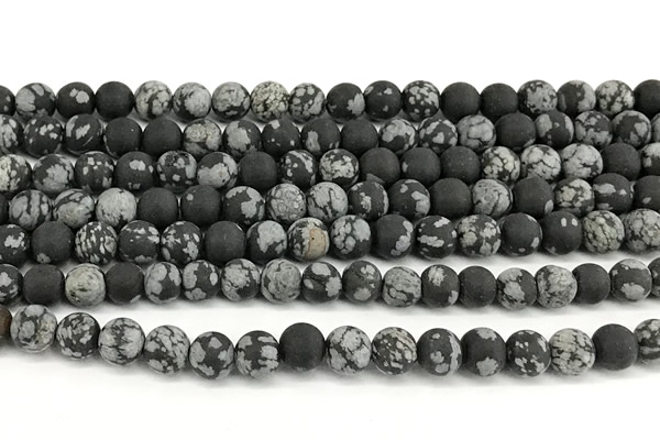 COB826 15 inches 6mm round matte snowflake obsidian beads