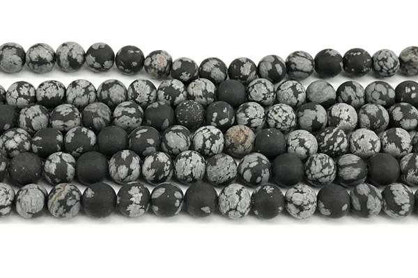 COB827 15 inches 8mm round matte snowflake obsidian beads