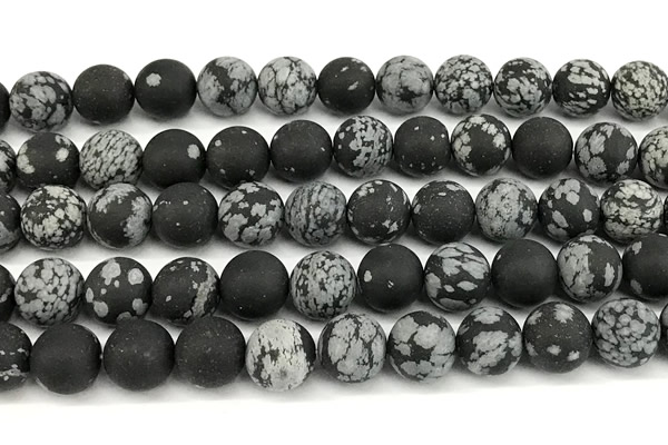 COB829 15 inches 12mm round matte snowflake obsidian beads