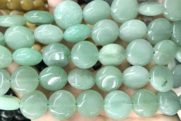 COIN116 15 inches 16mm coin green aventurine jade beads