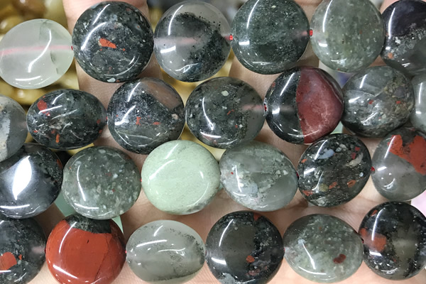 COIN125 15 inches 16mm coin blood jasper beads